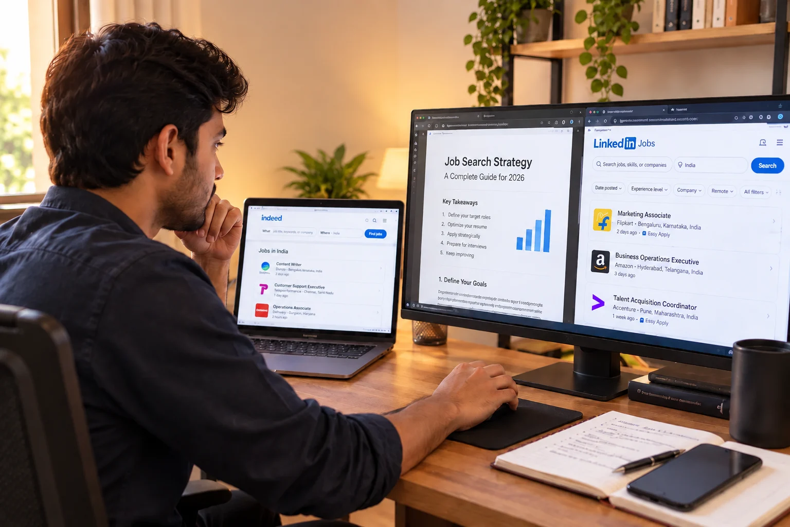 Real-time job market research and portal navigation guidance